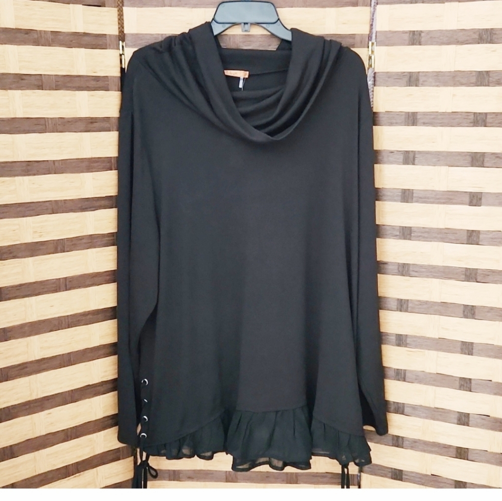 NWT! Belldini chiffon ruffle stretch top